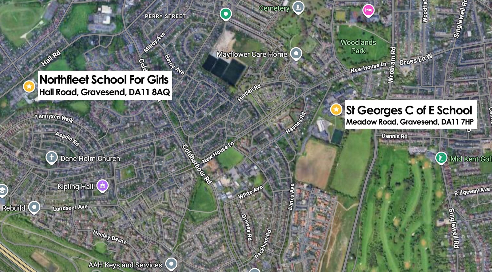 Map of Gravesend class locations